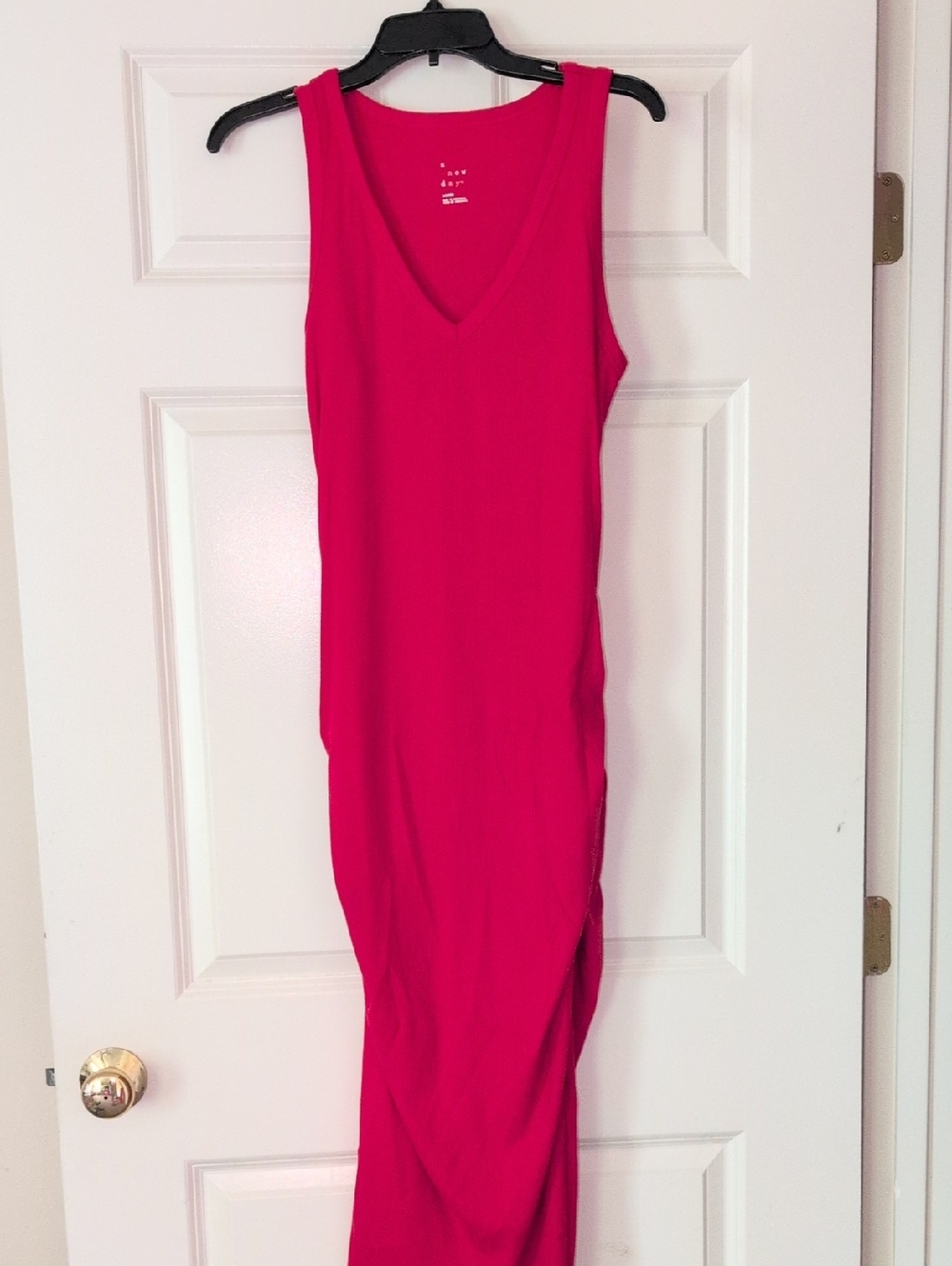 V-Neck Mid Length Red Dress.
